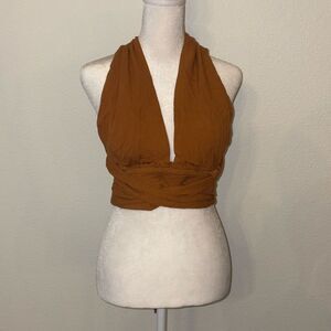 Free People Brown Halter Top